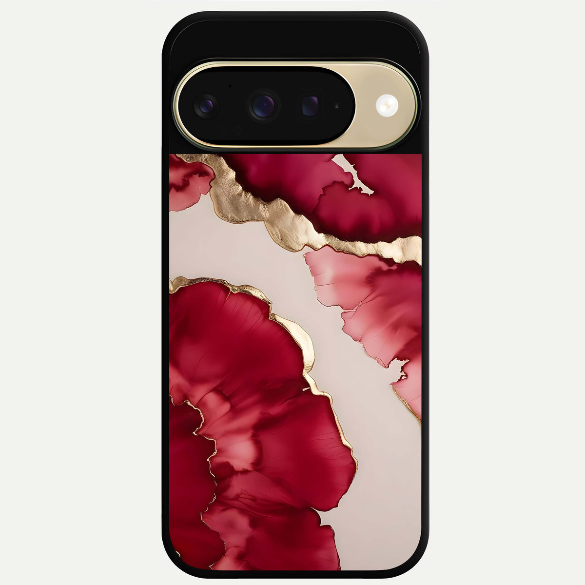  Pink And White Marble Glass Case For Google Pixel 9 back cover – full design glossy printed glass finish