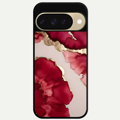  Pink And White Marble Glass Case For Google Pixel 9 back cover – full design glossy printed glass finish
