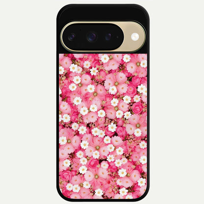  Pink Daisy Bliss Glass Case For Google Pixel 9 back cover – full design glossy printed glass finish