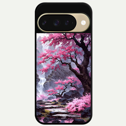  Pink Sunflower Glow Glass Case For Google Pixel 9 back cover – full design glossy printed glass finish