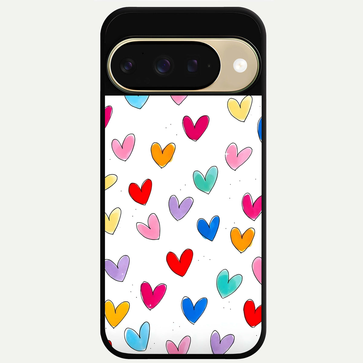  Playful Love Doodles Glass Case For Google Pixel 9 back cover – full design glossy printed glass finish