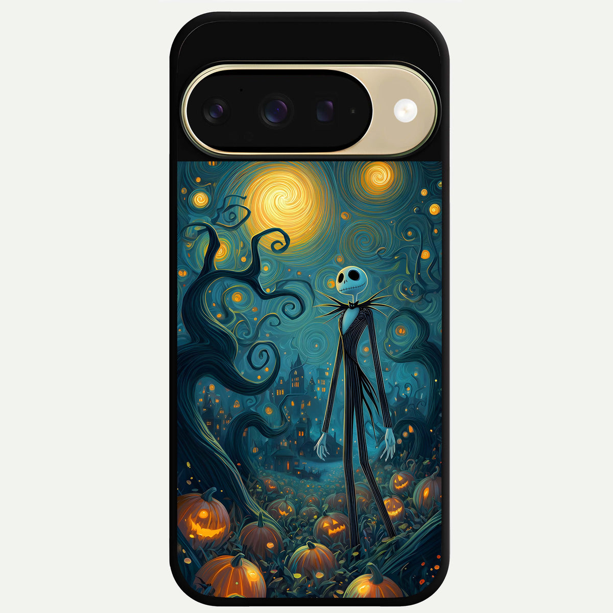  Pumpkin Moon Night Glass Case For Google Pixel 9 back cover – full design glossy printed glass finish