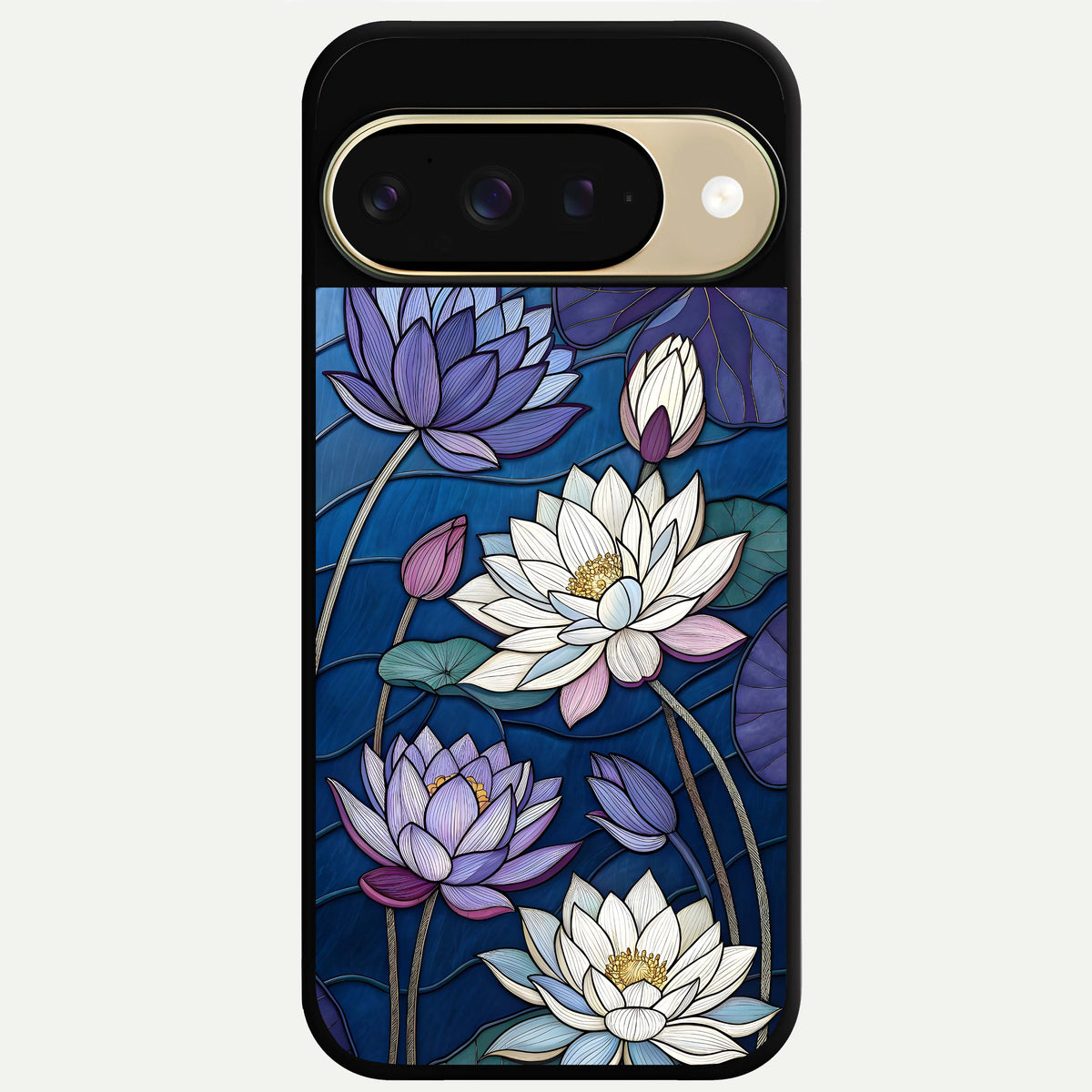  Purple Lotus Stained Glass Case For Google Pixel 9 back cover – full design glossy printed glass finish