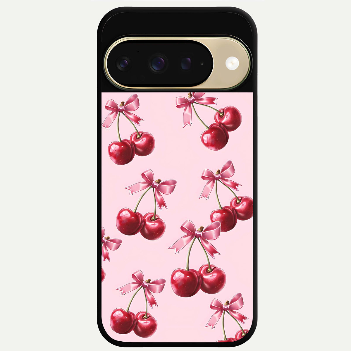  Red Cherries Pattern Glass Case For Google Pixel 9 back cover – full design glossy printed glass finish