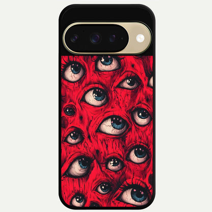  Red Eyes Pattern Glass Case For Google Pixel 9 back cover – full design glossy printed glass finish