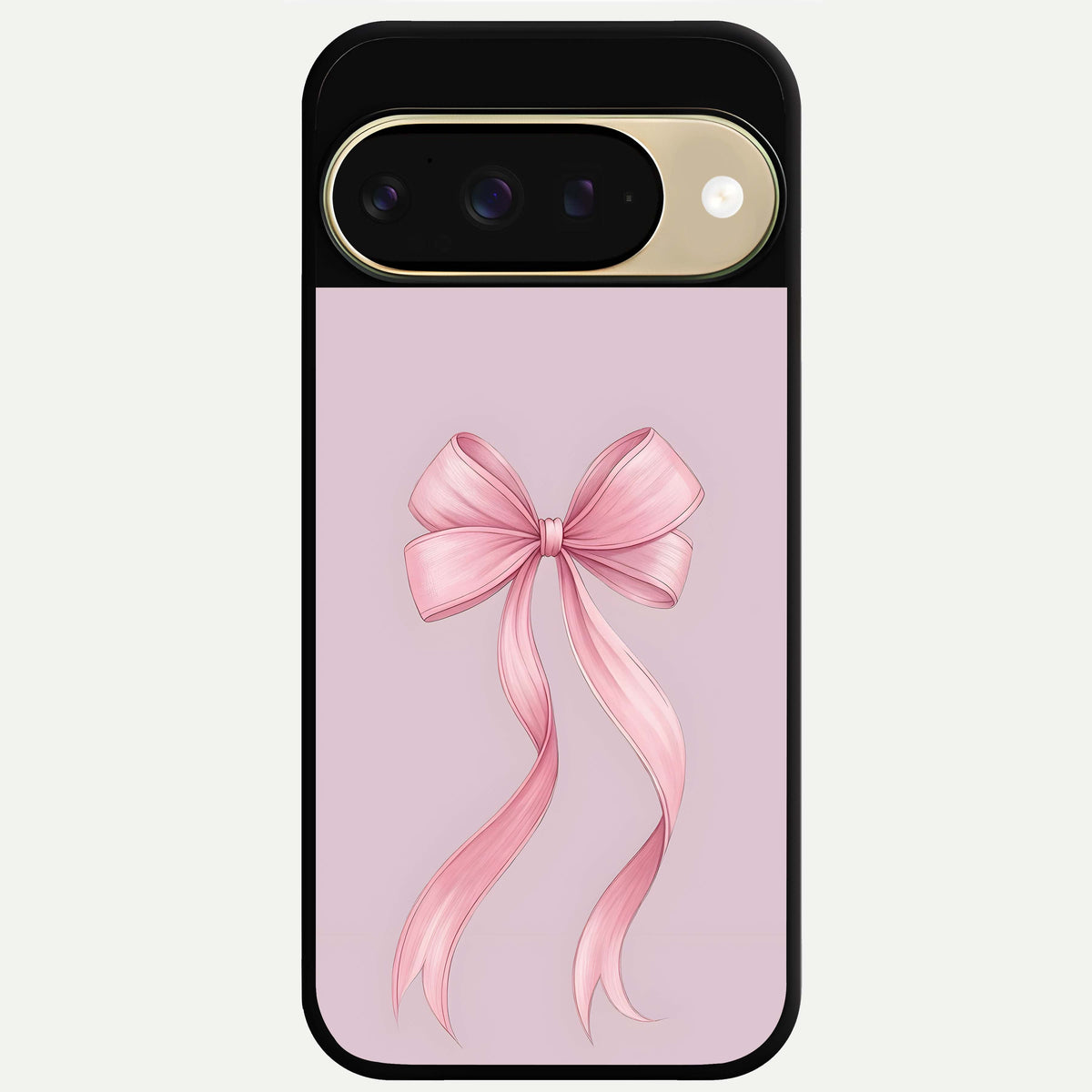 Soft Blush Bow Glass Case For Google Pixel 9 back cover – full design glossy printed glass finish