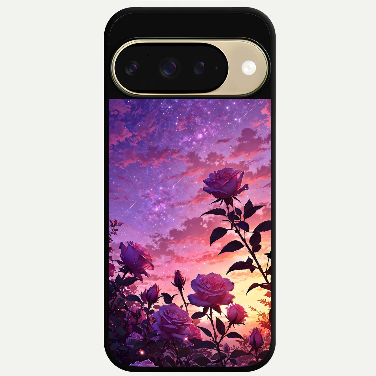  Starlit Rose Twilight Glass Case For Google Pixel 9 back cover – full design glossy printed glass finish