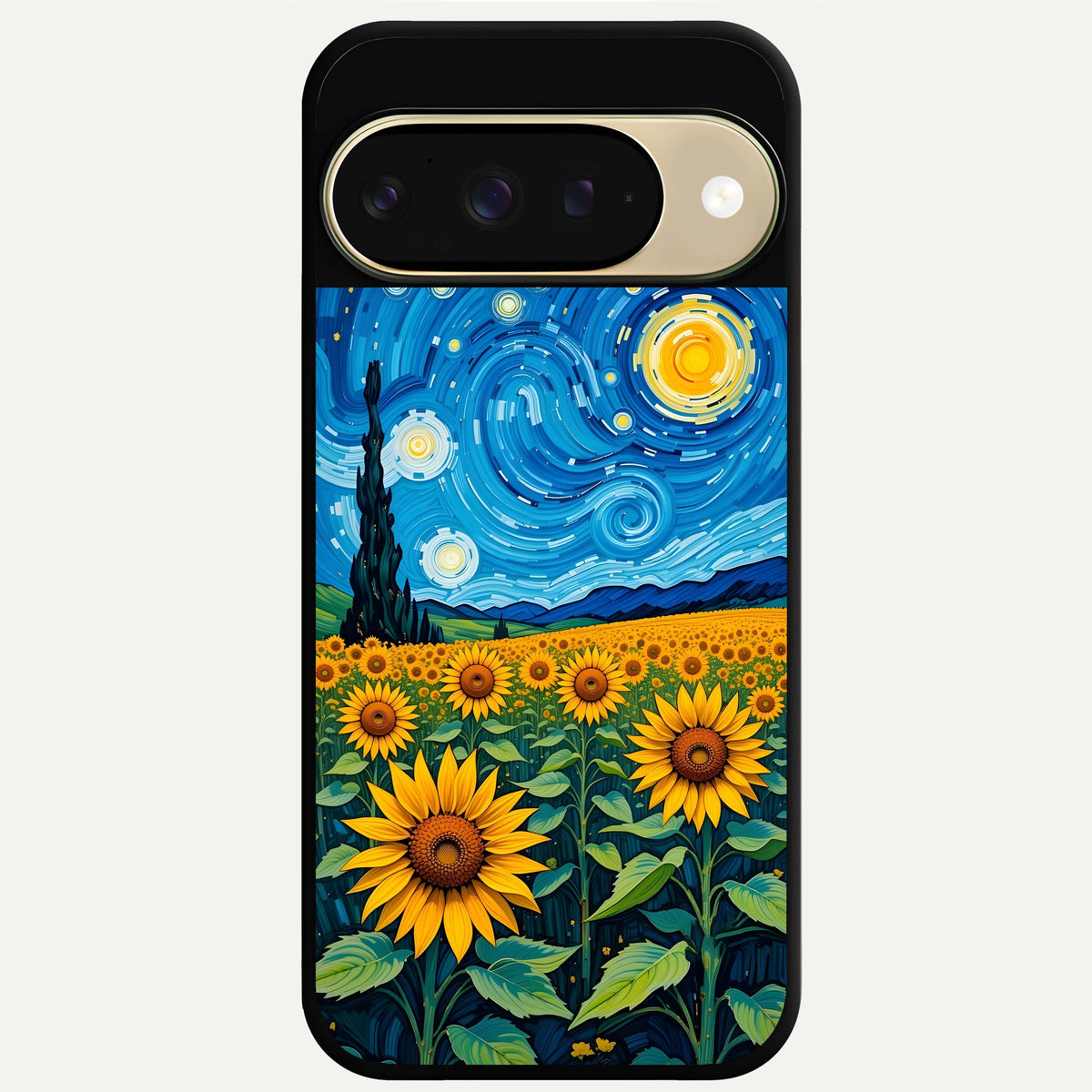 Starry Sunflower Dreams Glass Case For Google Pixel 9 back cover – full design glossy printed glass finish