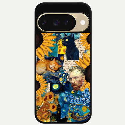  Sunflower Chic Mood Custom Name Glass Case For Google Pixel 9 back cover – full design glossy printed glass finish