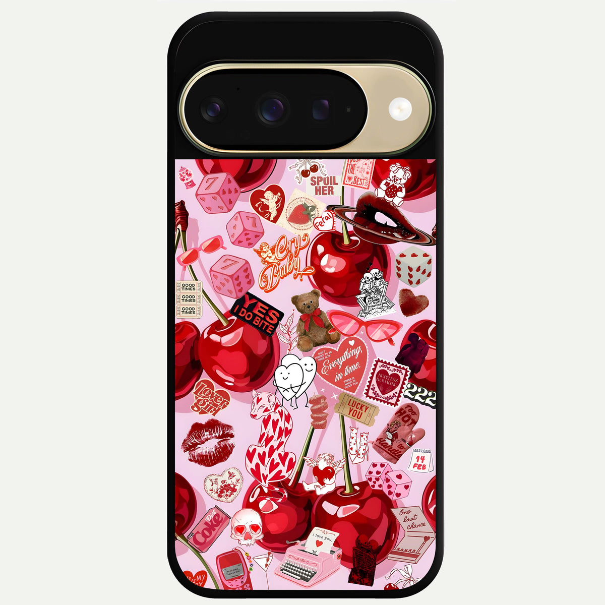  Sweet Cherry Chaos Glass Case For Google Pixel 9 back cover – full design glossy printed glass finish