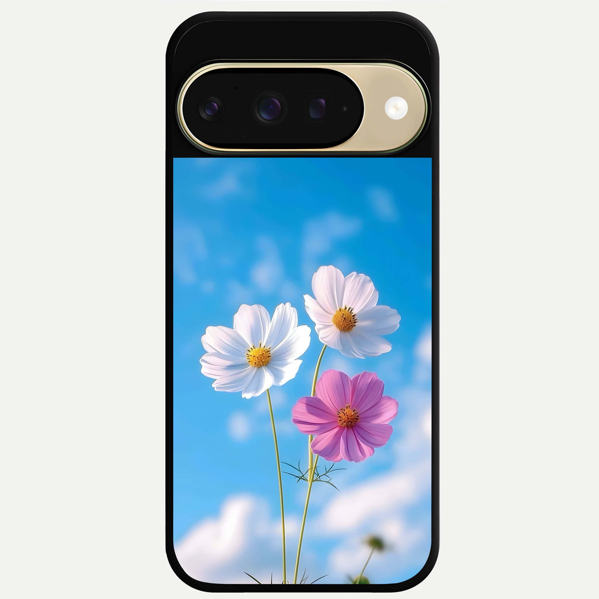  Tripple Flowers With Sky Glass Case For Google Pixel 9 back cover – full design glossy printed glass finish