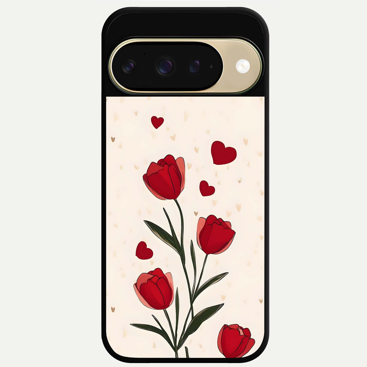  Tulip With Heart Glass Case For Google Pixel 9 back cover – full design glossy printed glass finish