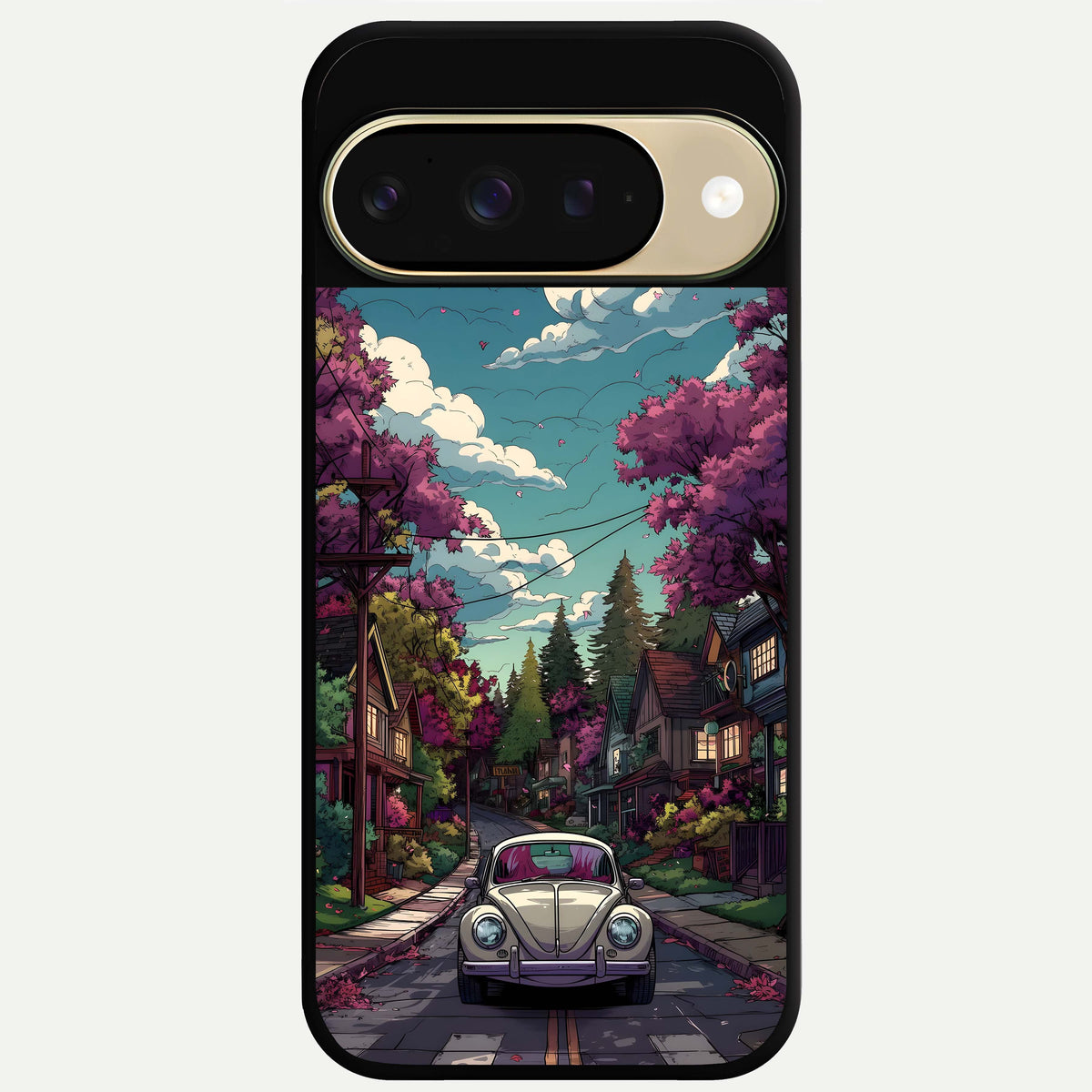  Vintage Street Drive Glass Case For Google Pixel 9 back cover – full design glossy printed glass finish