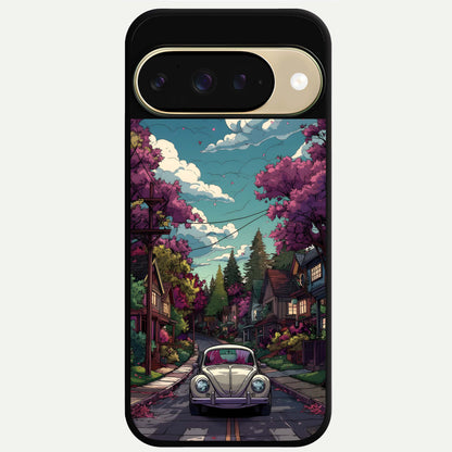 Vintage Street Drive Glass Case For Google Pixel 9 back cover – full design glossy printed glass finish