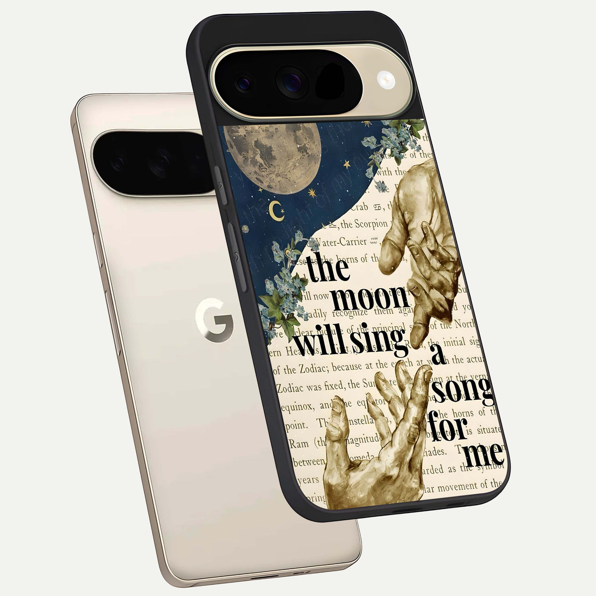  Aesthetic Divine phone case For Google Pixel 9 showing premium glass back cover with detailed artwork