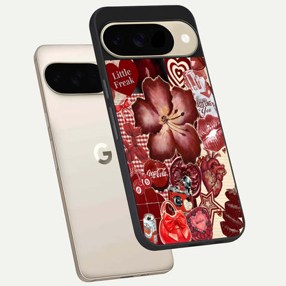  Aesthetic Little Freak phone case For Google Pixel 9 showing premium glass back cover with detailed artwork