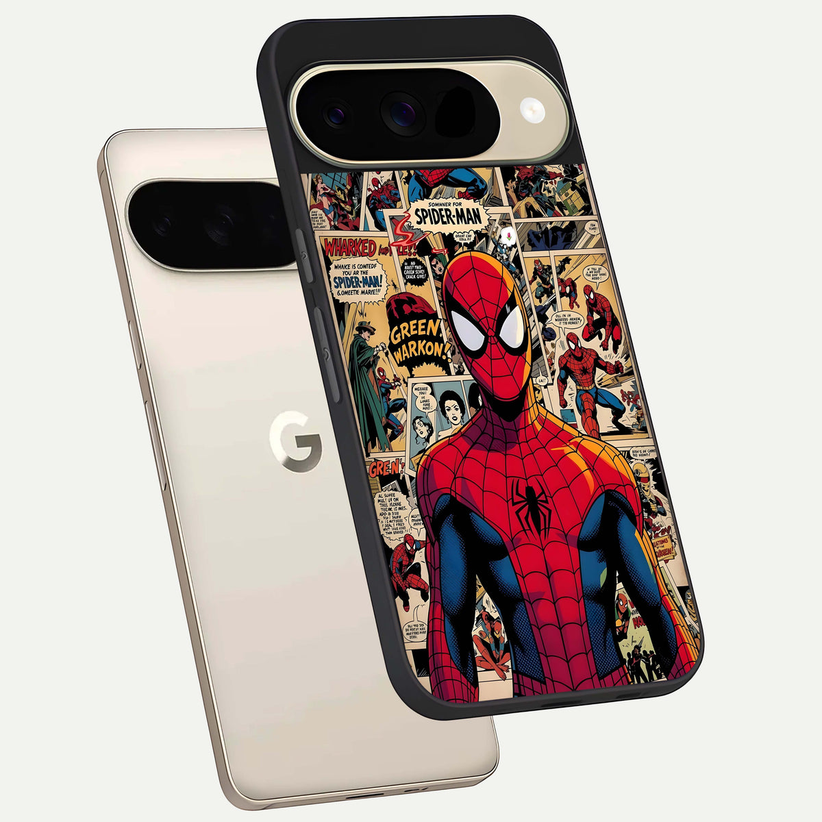  Aesthetic Spider phone case For Google Pixel 9 showing premium glass back cover with detailed artwork