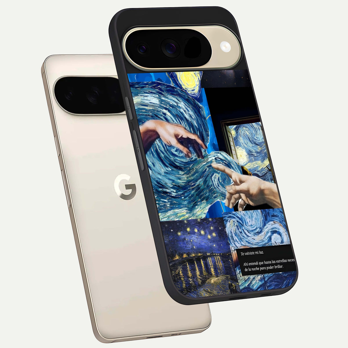  Aesthetic Vando Hands phone case For Google Pixel 9 showing premium glass back cover with detailed artwork