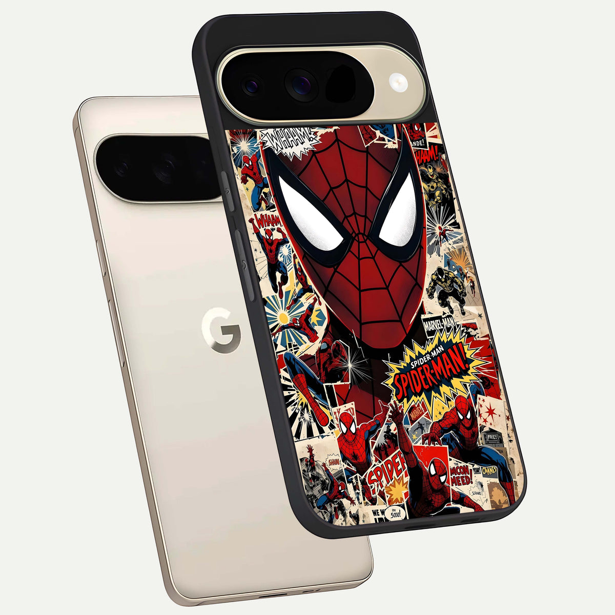  Aesthetic Wonder Spider phone case For Google Pixel 9 showing premium glass back cover with detailed artwork