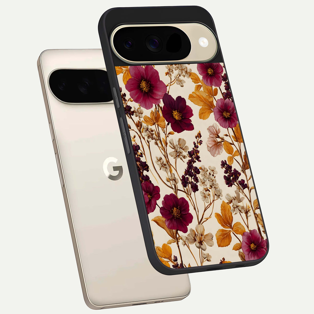  Autumn Wine Bloom phone case For Google Pixel 9 showing premium glass back cover with detailed artwork