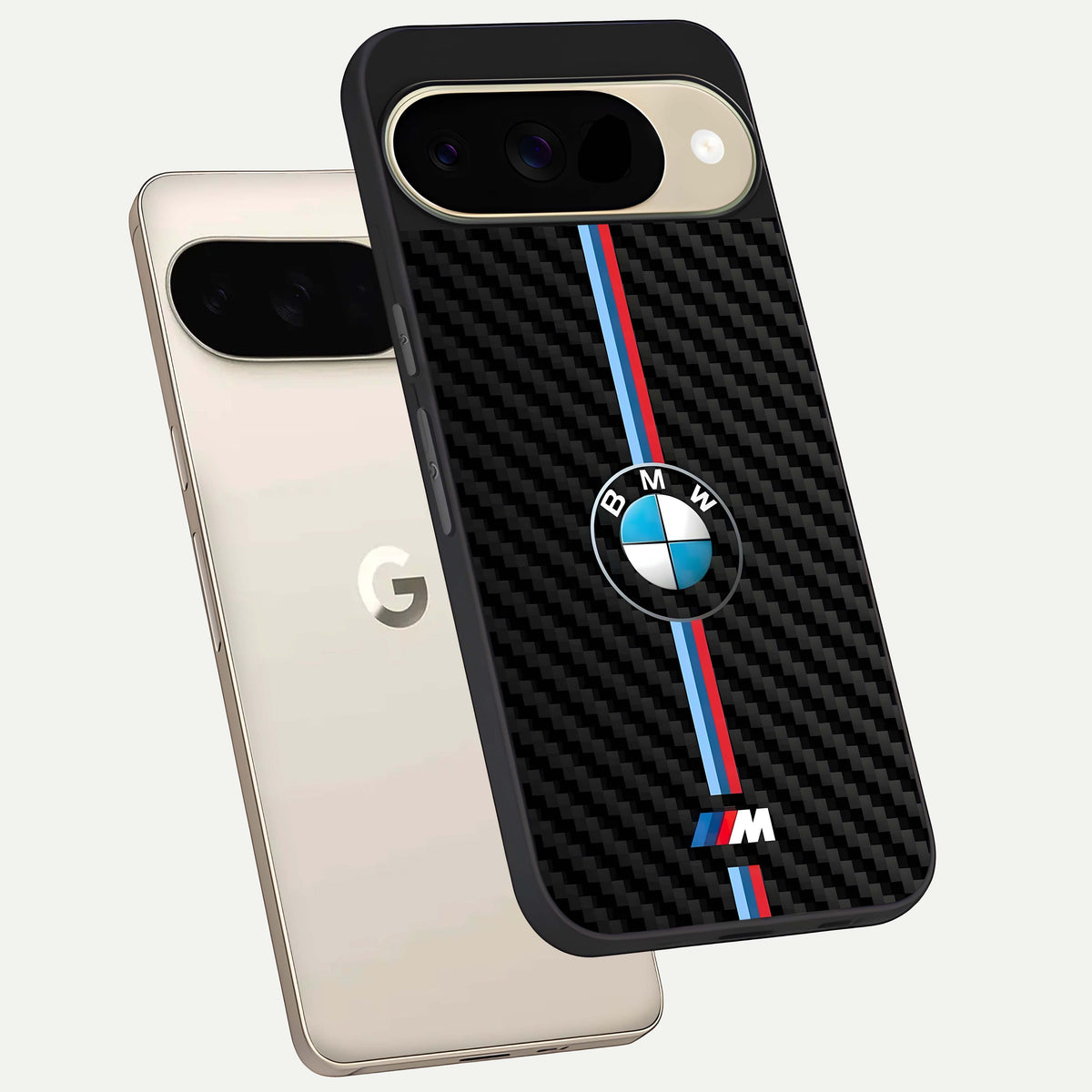  BMW Pattern phone case For Google Pixel 9 showing premium glass back cover with detailed artwork