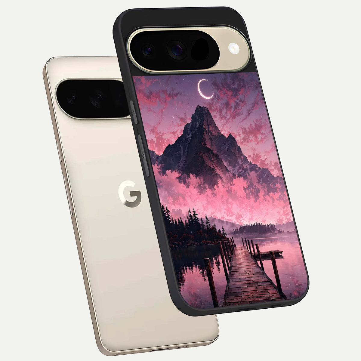  Beautiful Mountain View phone case For Google Pixel 9 showing premium glass back cover with detailed artwork