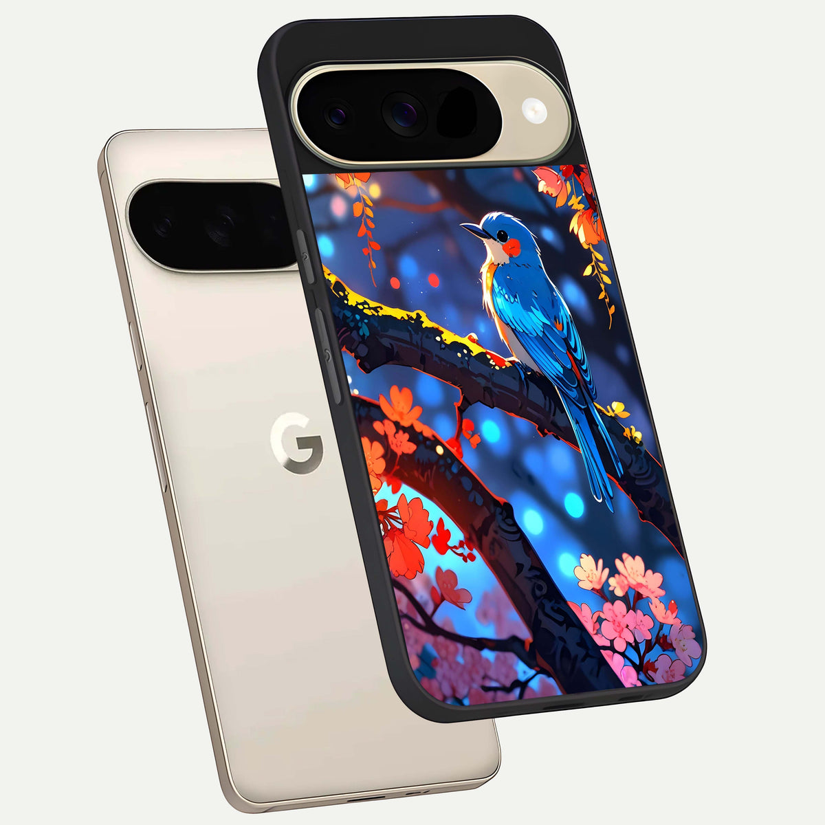  Blooming Water Drift phone case For Google Pixel 9 showing premium glass back cover with detailed artwork