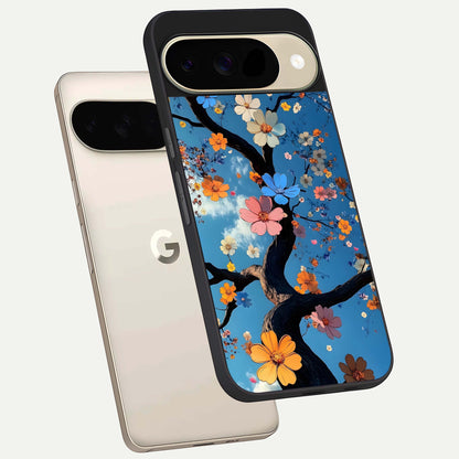  Blossom Dream Sky phone case For Google Pixel 9 showing premium glass back cover with detailed artwork