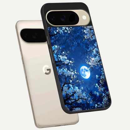  Blossom Moonlight Sky phone case For Google Pixel 9 showing premium glass back cover with detailed artwork