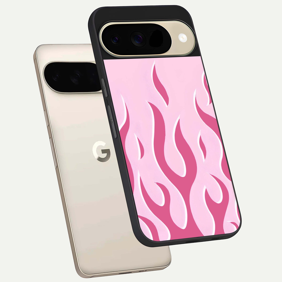  Blush Flame Energy phone case For Google Pixel 9 showing premium glass back cover with detailed artwork