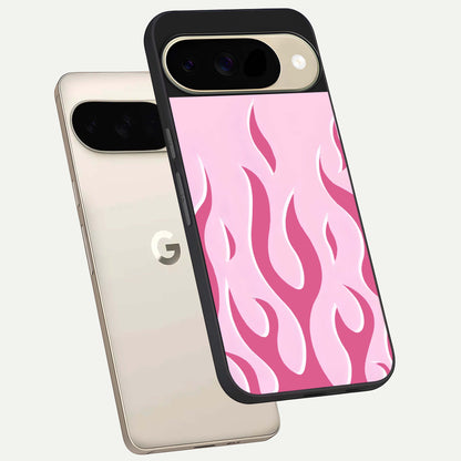  Blush Flame Energy phone case For Google Pixel 9 showing premium glass back cover with detailed artwork