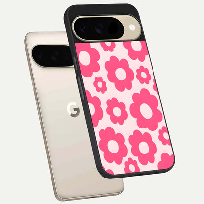  Blush Flower Pop phone case For Google Pixel 9 showing premium glass back cover with detailed artwork