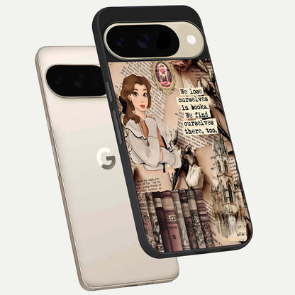  Bookish Dream World phone case For Google Pixel 9 showing premium glass back cover with detailed artwork