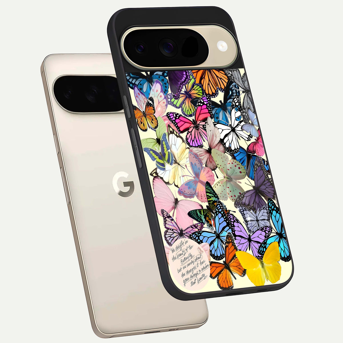  Butterflies Petal Dream phone case For Google Pixel 9 showing premium glass back cover with detailed artwork