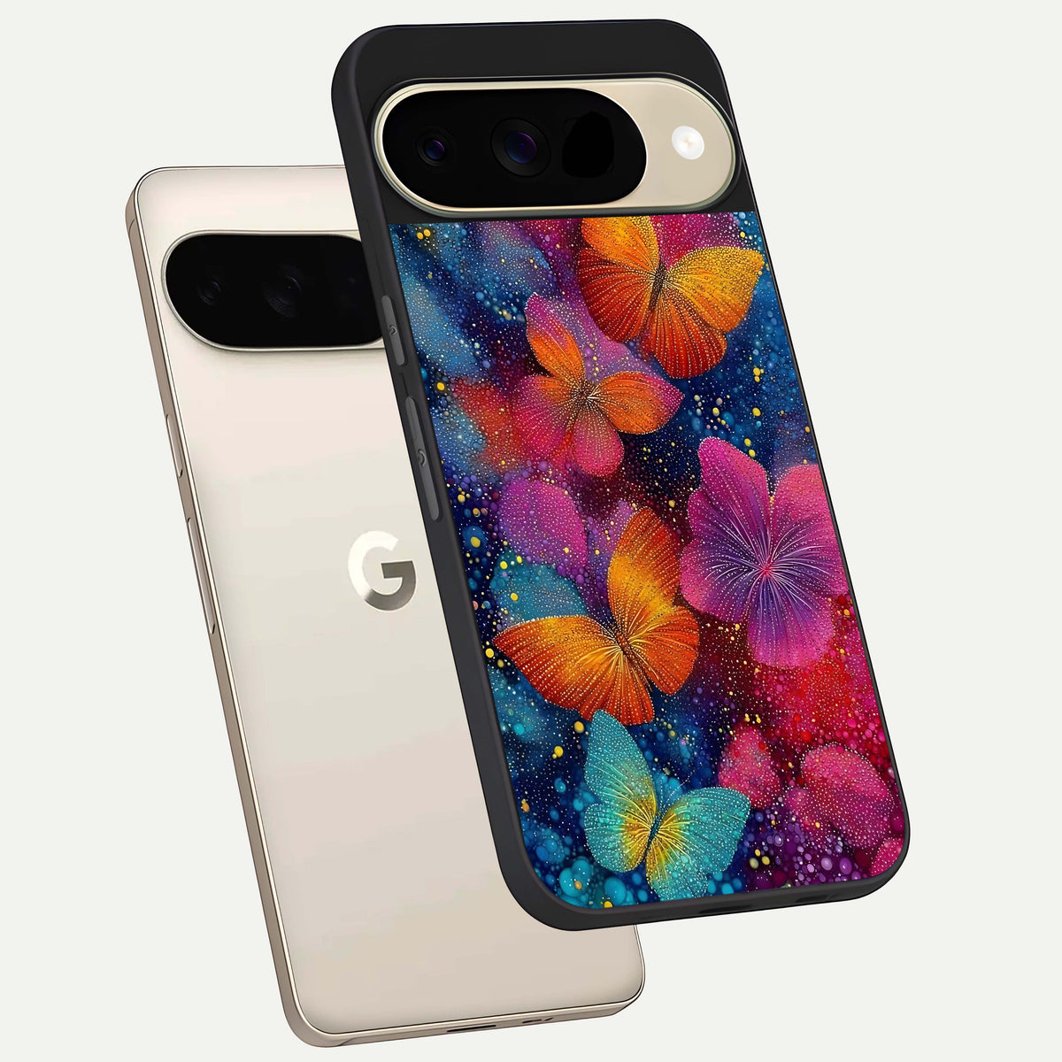  Butterfly Dream Mist phone case For Google Pixel 9 showing premium glass back cover with detailed artwork