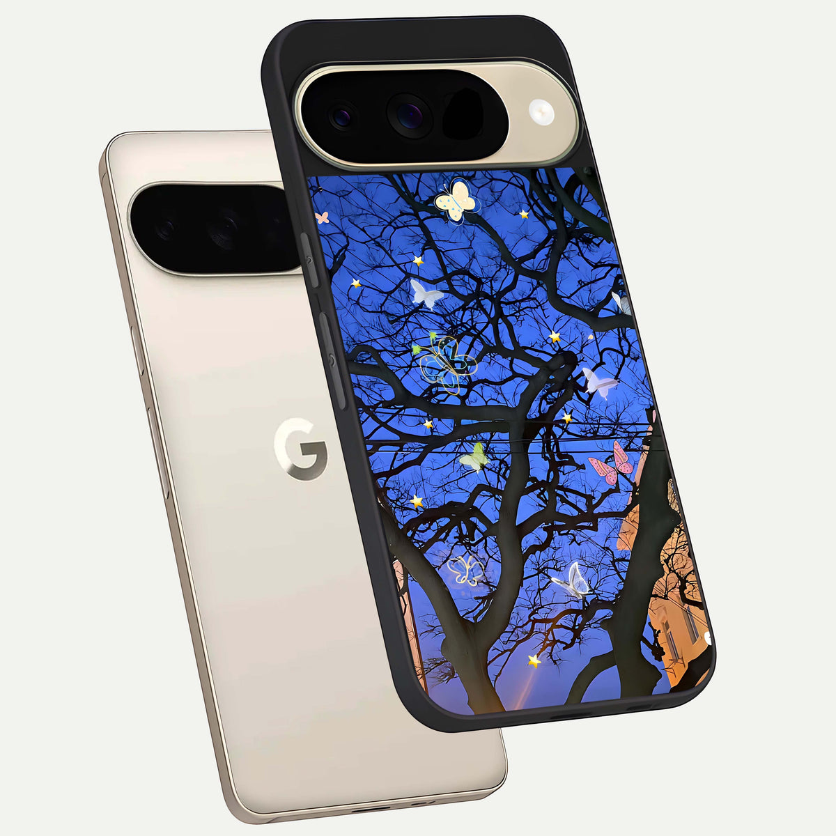  Butterfly Night Magic phone case For Google Pixel 9 showing premium glass back cover with detailed artwork