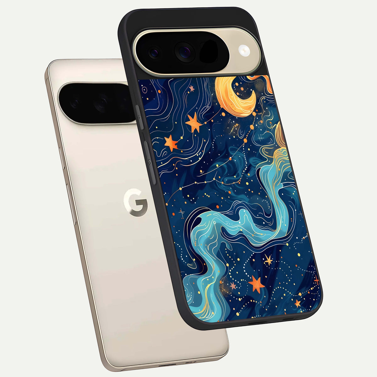  Celestial Dream Flow phone case For Google Pixel 9 showing premium glass back cover with detailed artwork