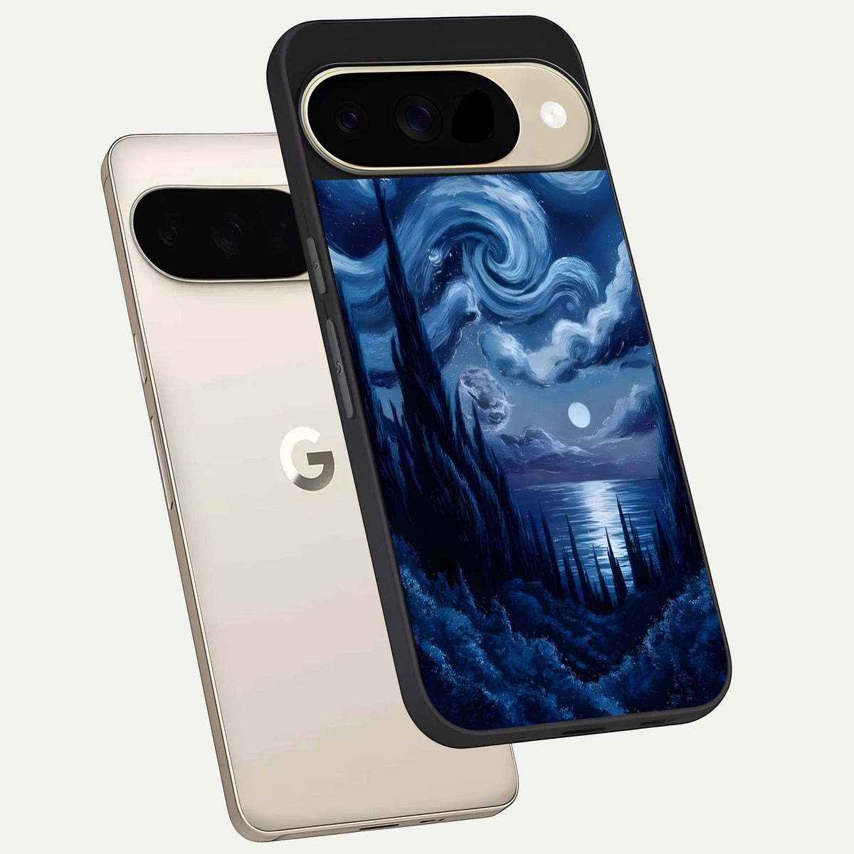  Celestial Dream Van Gogh phone case For Google Pixel 9 showing premium glass back cover with detailed artwork