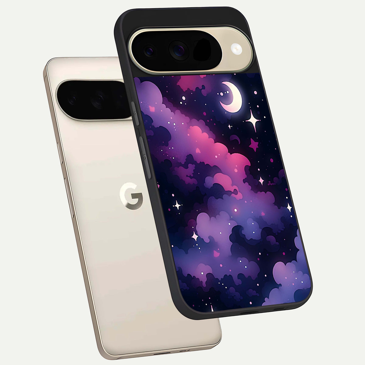  Celestial Moon Magic phone case For Google Pixel 9 showing premium glass back cover with detailed artwork