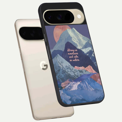  Celestial Mountain Calm phone case For Google Pixel 9 showing premium glass back cover with detailed artwork