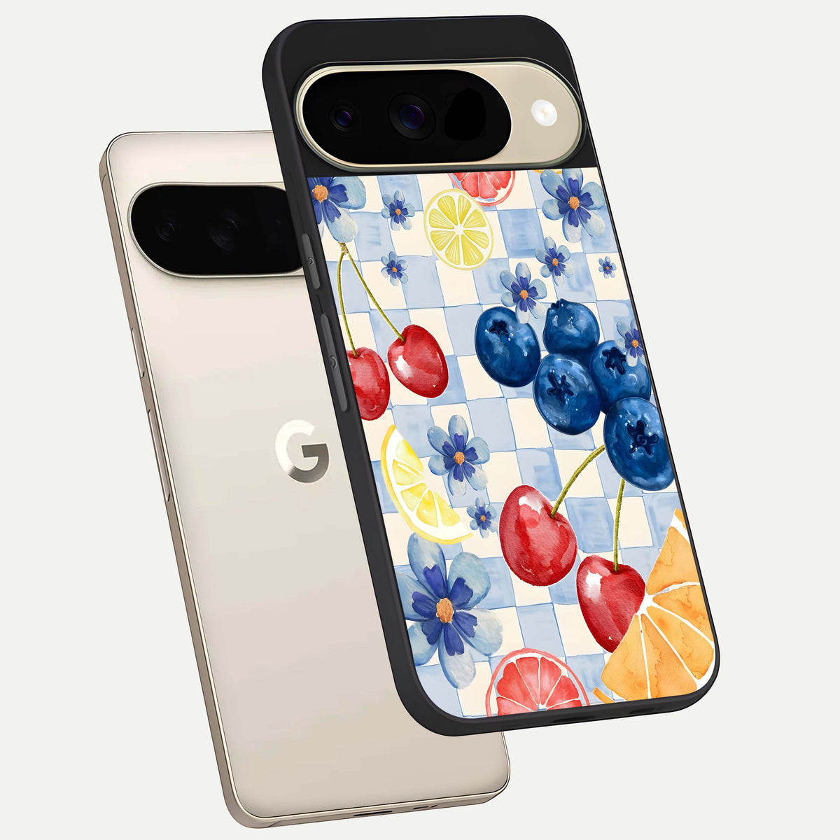  Citrus Bloom Joy phone case For Google Pixel 9 showing premium glass back cover with detailed artwork