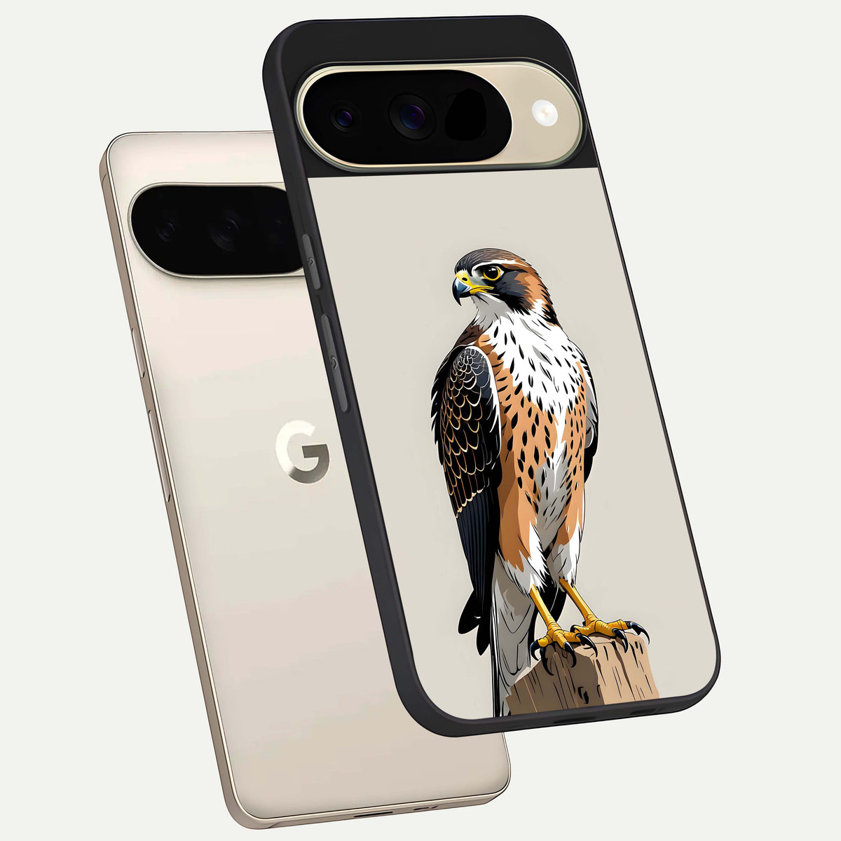  Clever Eagle phone case For Google Pixel 9 showing premium glass back cover with detailed artwork
