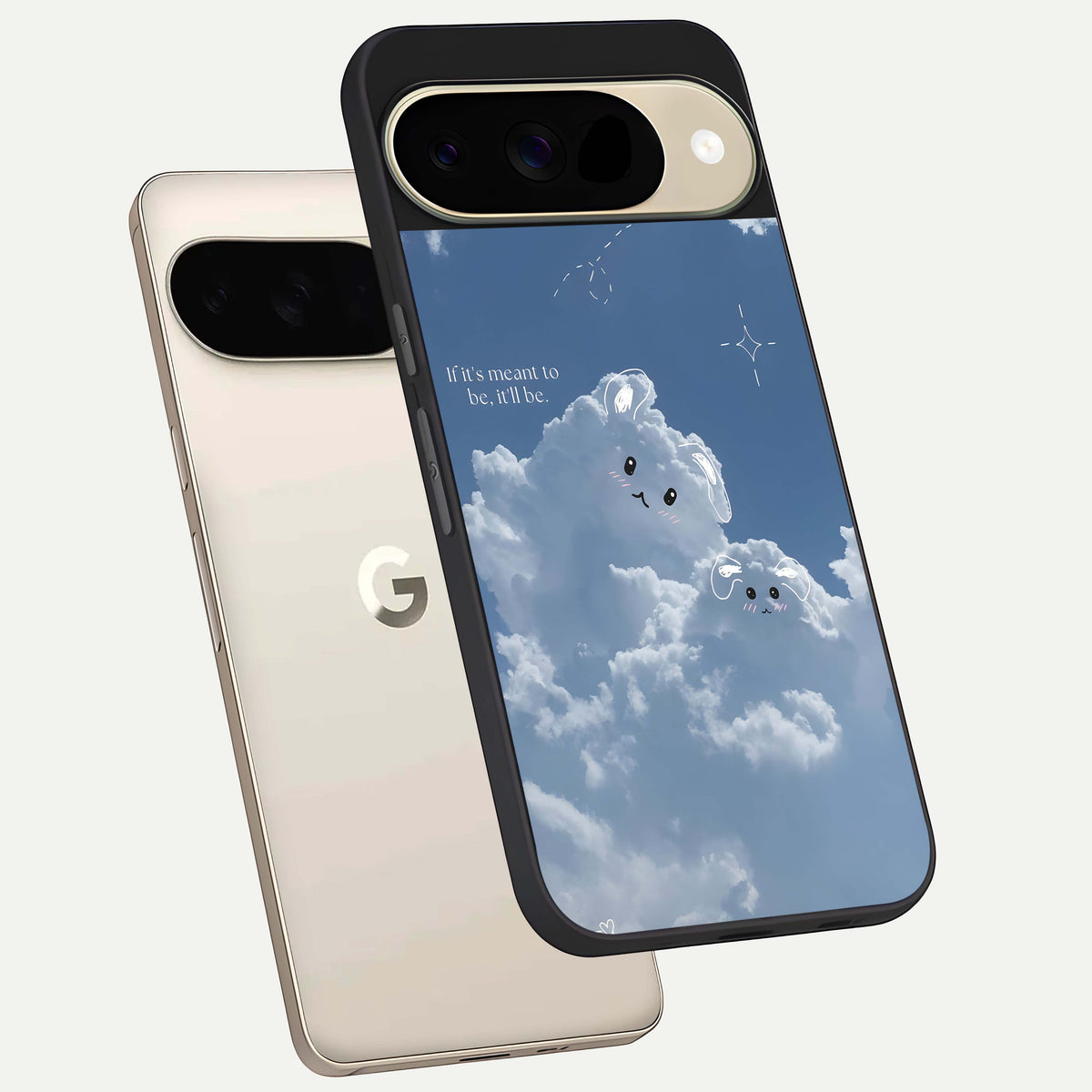  Cloud Bunny Dreams phone case For Google Pixel 9 showing premium glass back cover with detailed artwork