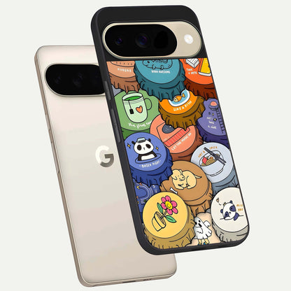  Coins Patterns phone case For Google Pixel 9 showing premium glass back cover with detailed artwork