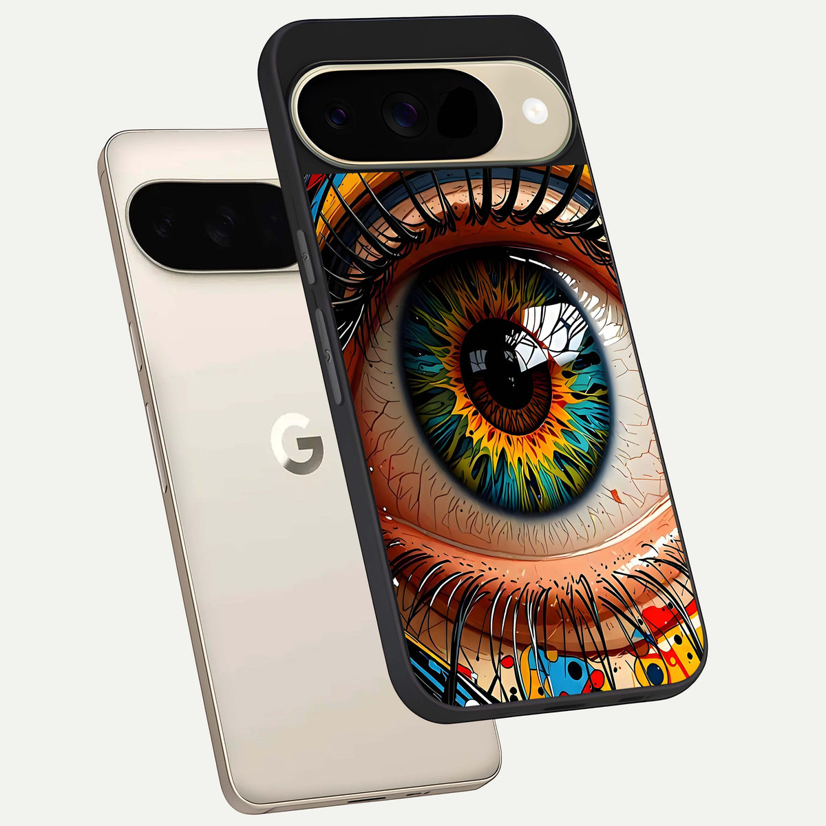  Colorful Eye phone case For Google Pixel 9 showing premium glass back cover with detailed artwork