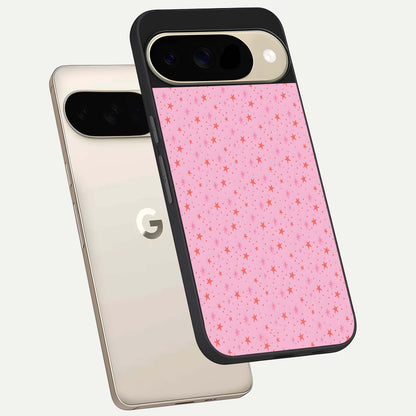  Cosmic Pink Sparkle phone case For Google Pixel 9 showing premium glass back cover with detailed artwork