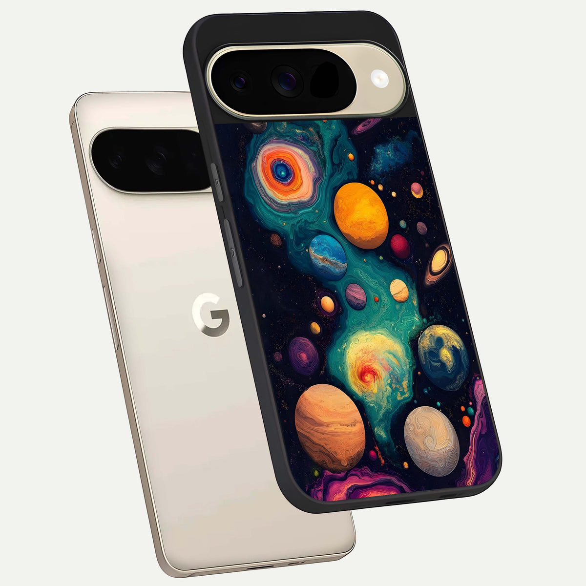 Cosmic Planet Journey phone case For Google Pixel 9 showing premium glass back cover with detailed artwork