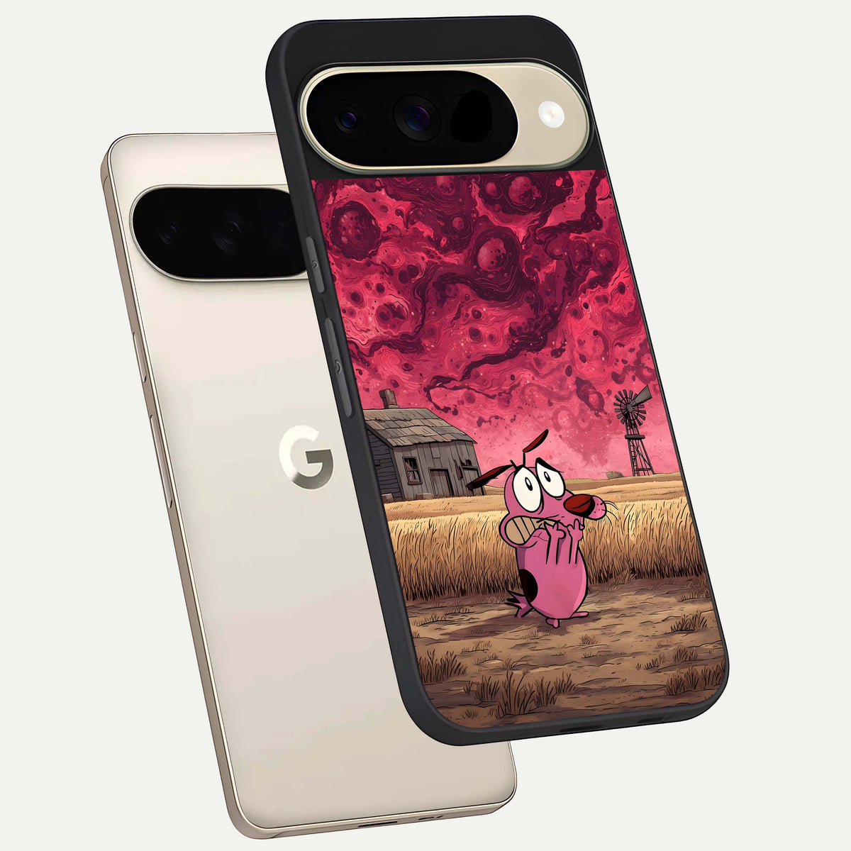  Courage Under Sky phone case For Google Pixel 9 showing premium glass back cover with detailed artwork