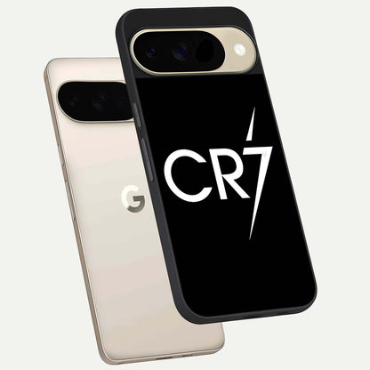  CR7 Elite Strike phone case For Google Pixel 9 showing premium glass back cover with detailed artwork