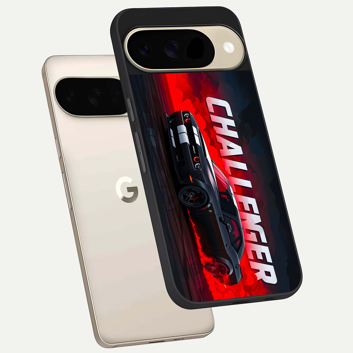  Crimson Challenger Fury phone case For Google Pixel 9 showing premium glass back cover with detailed artwork